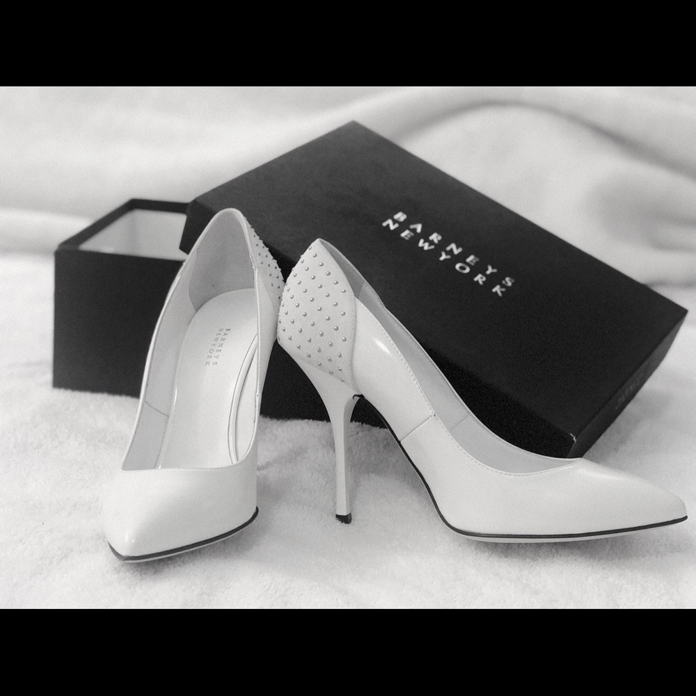 NEW Barneys New York Studded-Heel-Counter Pump